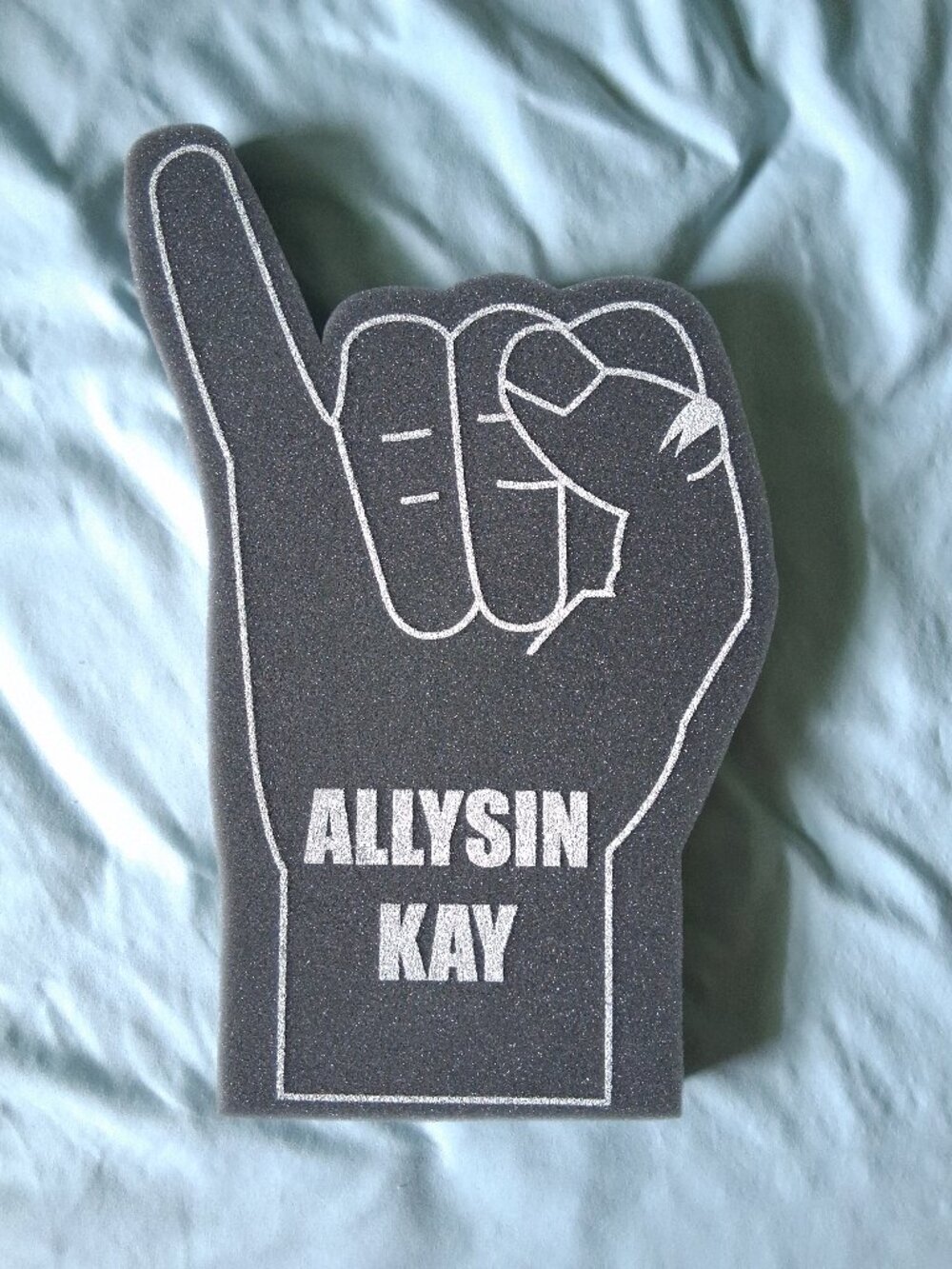 2010s Allysin Kay Grey Foam Finger Women's Indie Wrestling Signed by Allysin Kay